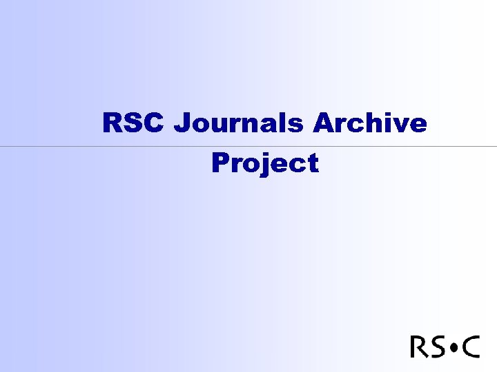 RSC Journals Archive Project 