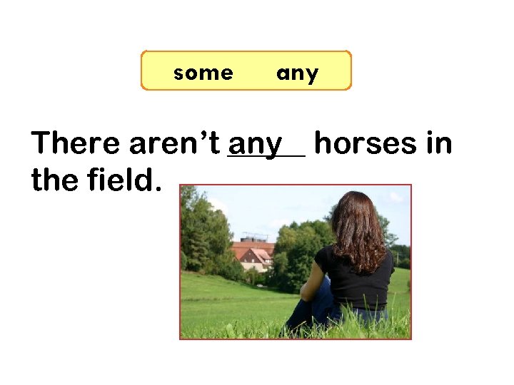7 -8 Let’s Practice some any There aren’t _____ horses in any the field.