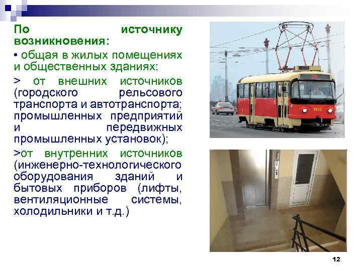 По источнику возникновения: • общая в жилых помещениях и общественных зданиях: > от внешних