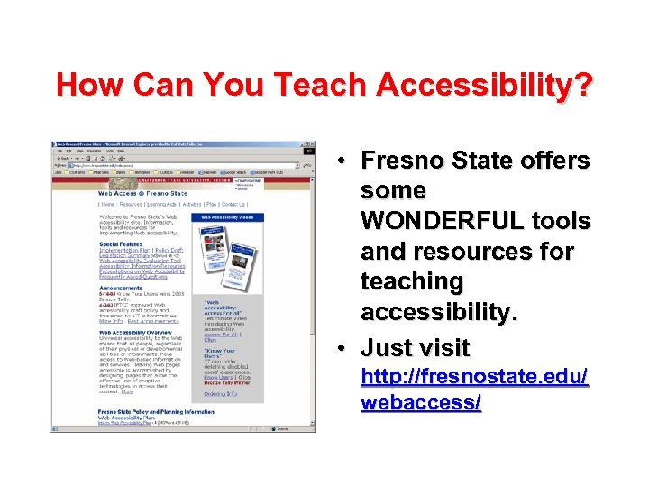 How Can You Teach Accessibility? • Fresno State offers some WONDERFUL tools and resources