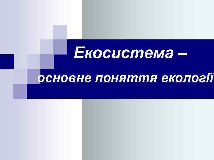 Екосистема – основне поняття екології 