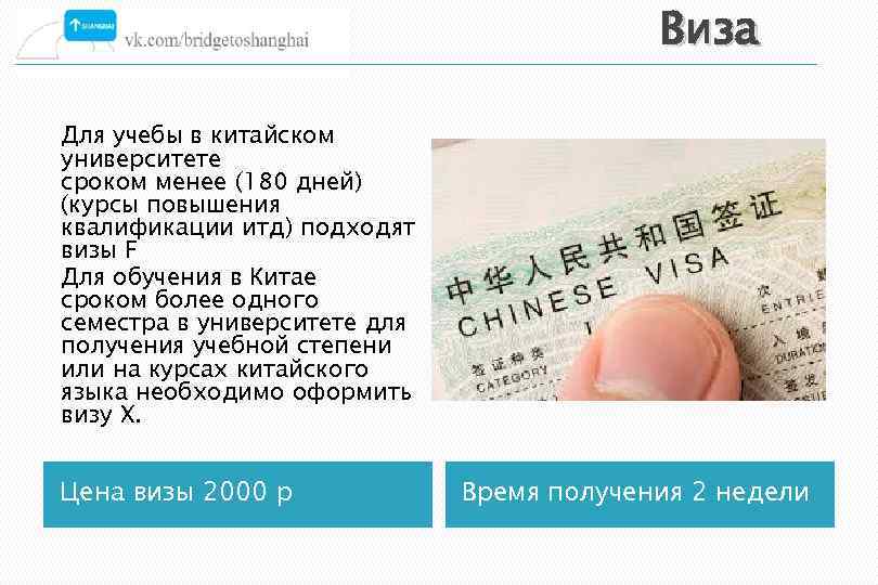 Виза Для учебы в китайском университете сроком менее (180 дней) (курсы повышения квалификации итд)