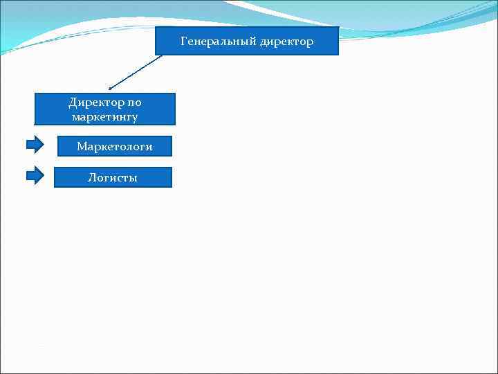 Генеральный директор Директор по маркетингу Маркетологи Логисты 