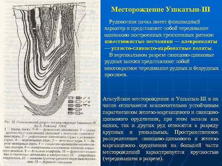 Месторождение Ушкатын-III Рудоносная пачка имеет флишоидный характер и представляет собой чередование одинаково построенных трехчленных