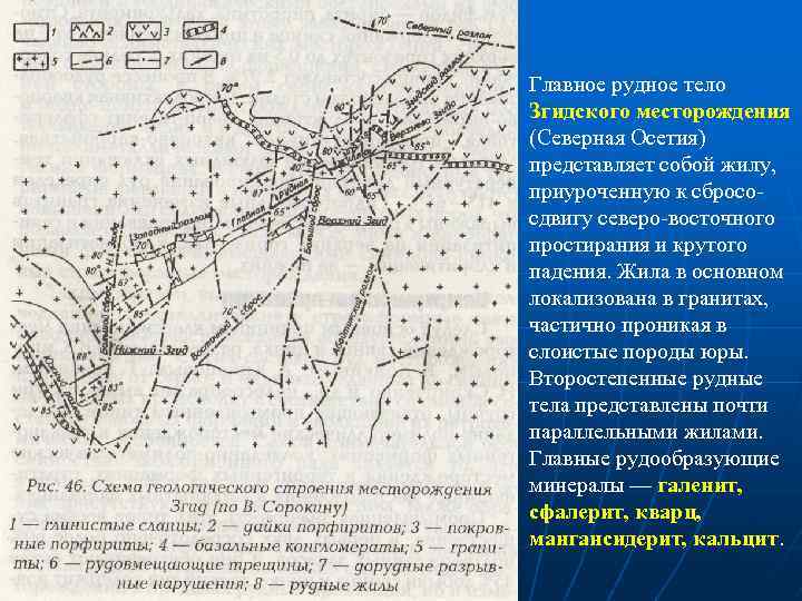 Главное рудное тело Згидского месторождения (Северная Осетия) представляет собой жилу, приуроченную к сбросо сдвигу