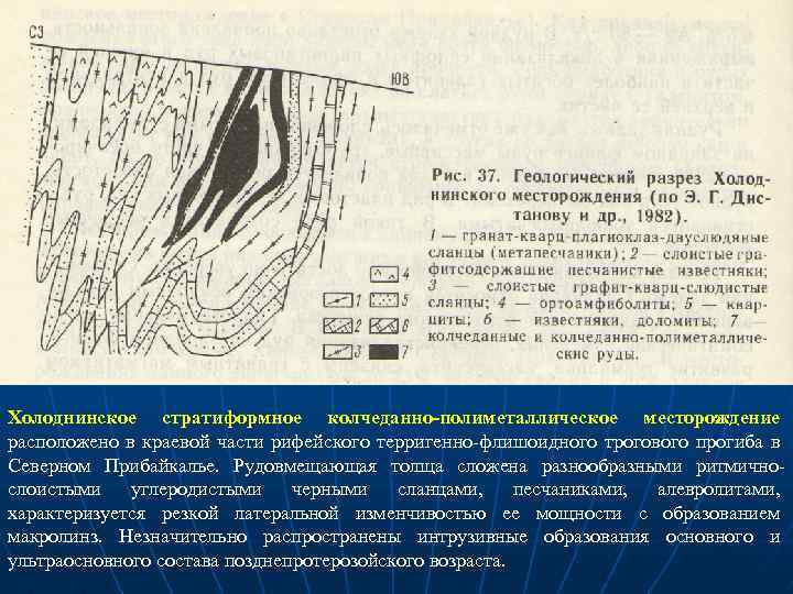 Холоднинское стратиформное колчеданно-полиметаллическое месторождение расположено в краевой части рифейского терригенно флишоидного трогового прогиба в