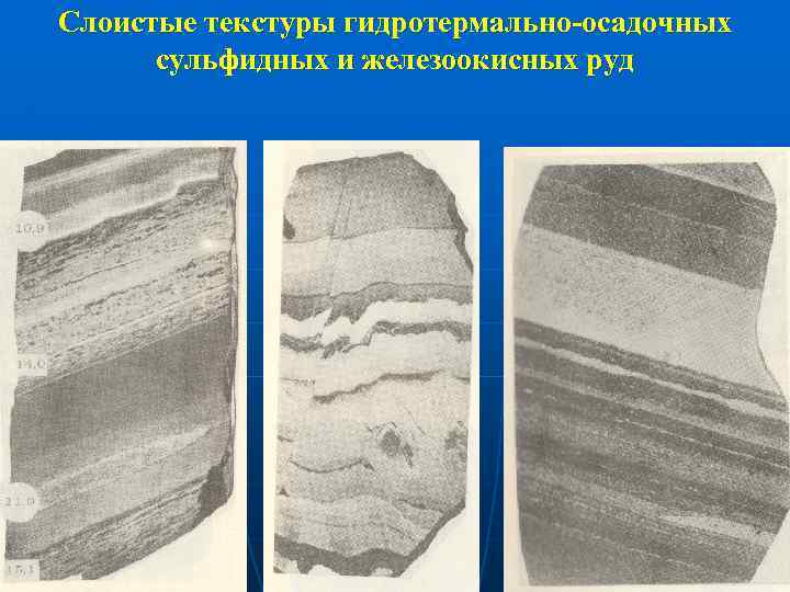 Слоистые текстуры гидротермально-осадочных сульфидных и железоокисных руд 