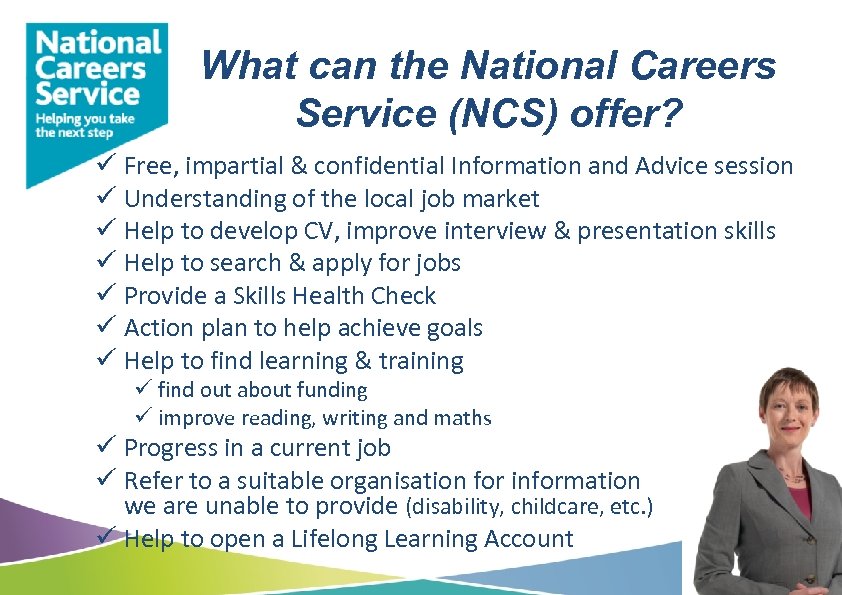 What can the National Careers Service (NCS) offer? ü Free, impartial & confidential Information