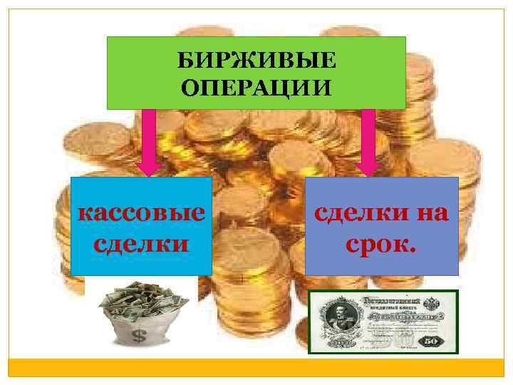 БИРЖИВЫЕ ОПЕРАЦИИ кассовые сделки на срок. 