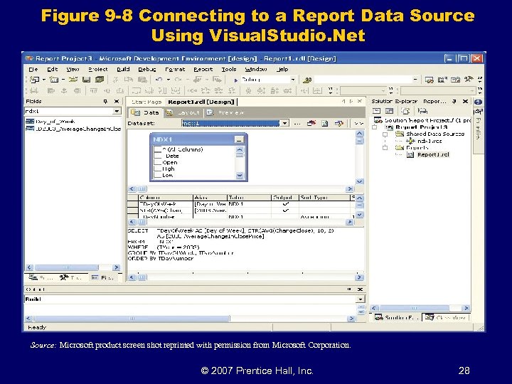 Figure 9 -8 Connecting to a Report Data Source Using Visual. Studio. Net Source: