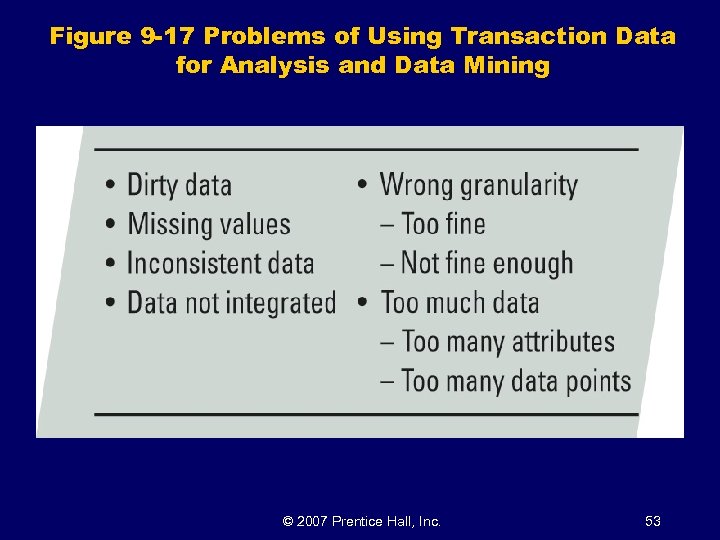 Figure 9 -17 Problems of Using Transaction Data for Analysis and Data Mining ©