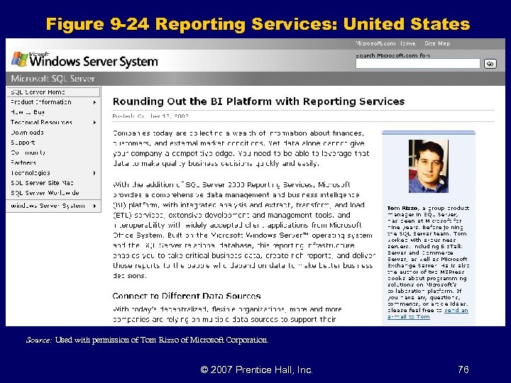 Figure 9 -24 Reporting Services: United States Source: Used with permission of Tom Rizzo