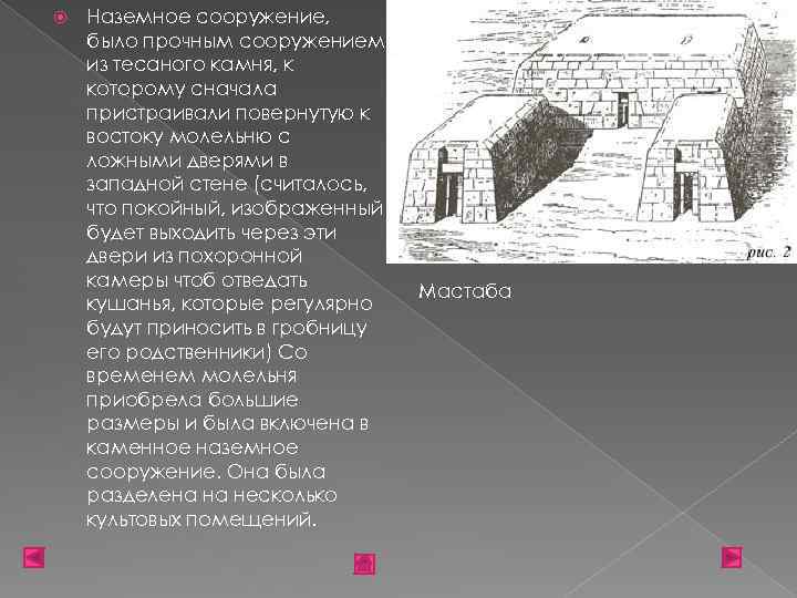  Наземное сооружение, было прочным сооружением из тесаного камня, к которому сначала пристраивали повернутую