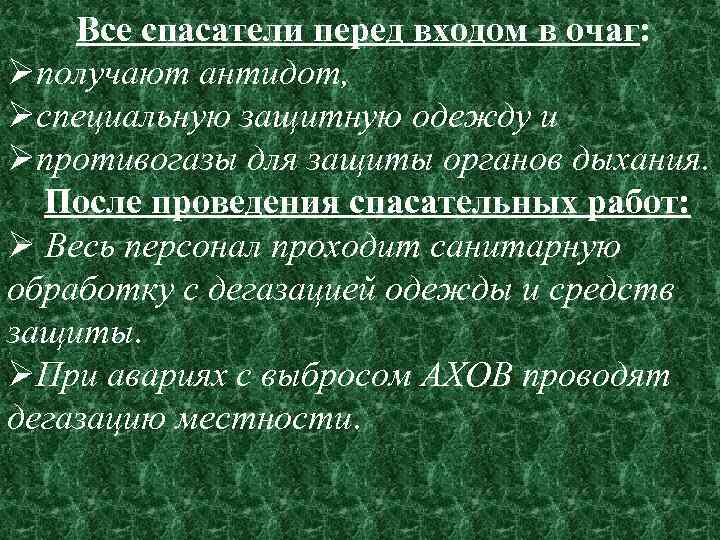 Все спасатели перед входом в очаг: Øполучают антидот, Øспециальную защитную одежду и Øпротивогазы для