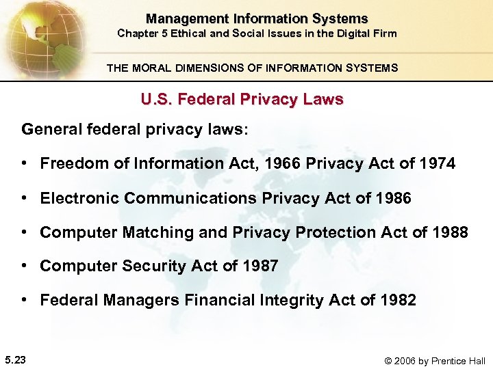 Management Information Systems Chapter 5 Ethical and Social Issues in the Digital Firm THE