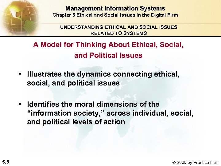 Management Information Systems Chapter 5 Ethical and Social Issues in the Digital Firm UNDERSTANDING