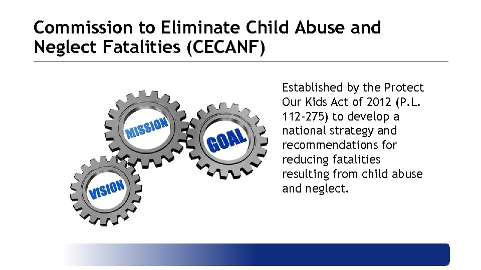 Commission to Eliminate Child Abuse and Neglect Fatalities (CECANF) Established by the Protect Our