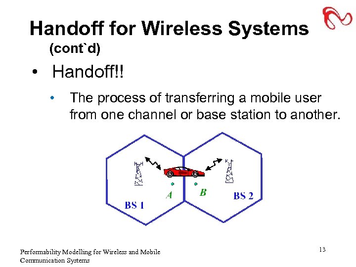 Handoff for Wireless Systems (cont`d) • Handoff!! • The process of transferring a mobile