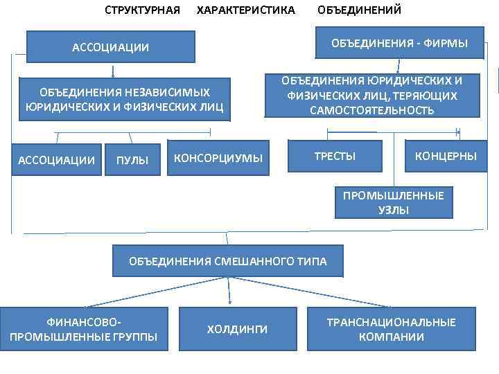 СТРУКТУРНАЯ ХАРАКТЕРИСТИКА ОБЪЕДИНЕНИЙ ОБЪЕДИНЕНИЯ - ФИРМЫ АССОЦИАЦИИ ОБЪЕДИНЕНИЯ НЕЗАВИСИМЫХ ЮРИДИЧЕСКИХ И ФИЗИЧЕСКИХ ЛИЦ АССОЦИАЦИИ