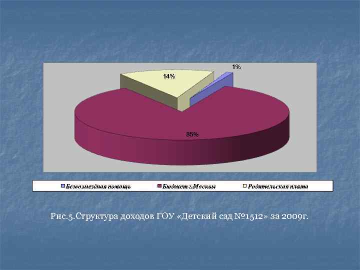 Рис. 5. Структура доходов ГОУ «Детский сад № 1512» за 2009 г. 