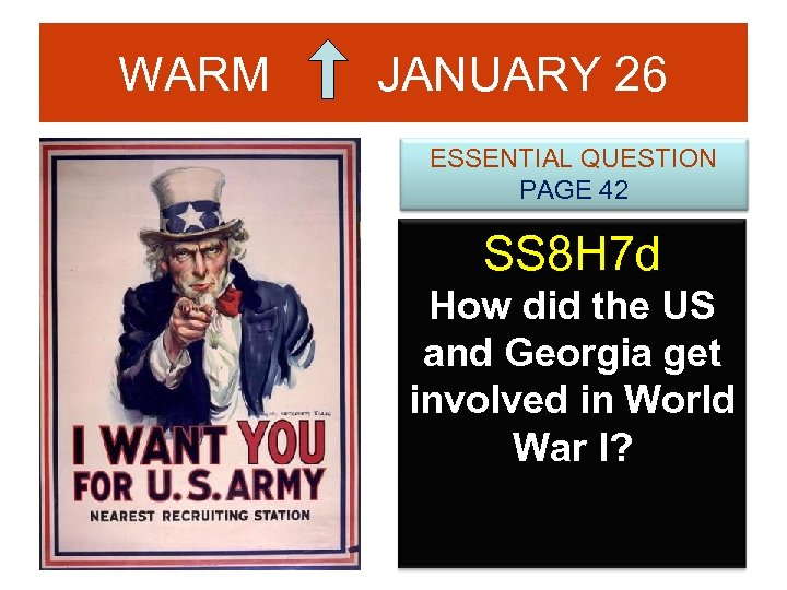 WARM JANUARY 26 ESSENTIAL QUESTION PAGE 42 SS 8 H 7 d How did
