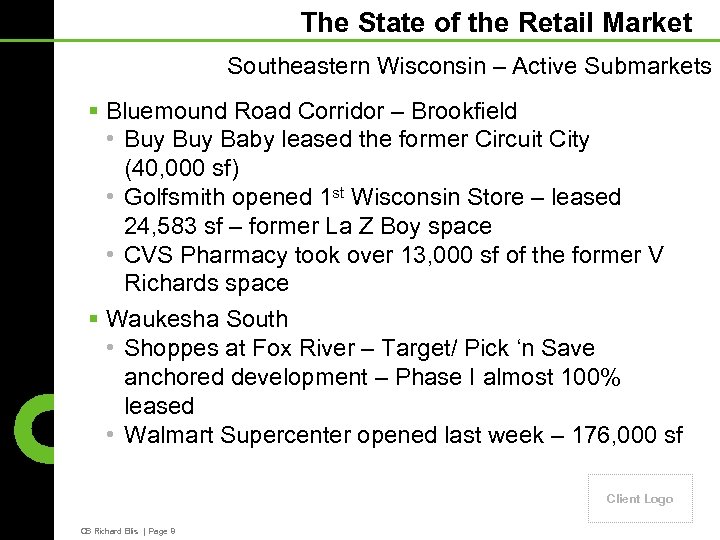 The State of the Retail Market Southeastern Wisconsin – Active Submarkets § Bluemound Road
