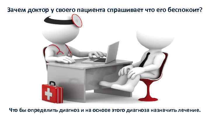 Зачем доктор у своего пациента спрашивает что его беспокоит? Что бы определить диагноз и