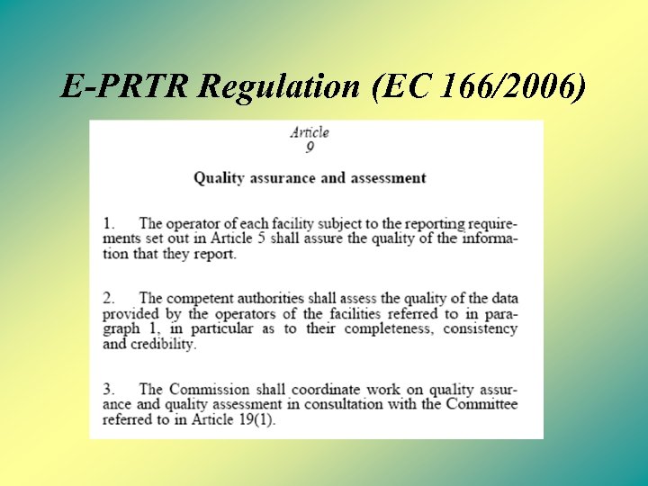 E-PRTR Regulation (EC 166/2006) 