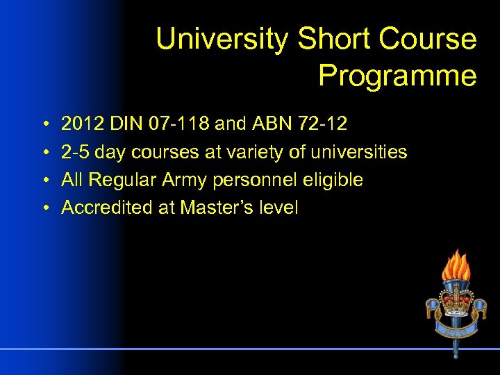 University Short Course Programme • • 2012 DIN 07 -118 and ABN 72 -12