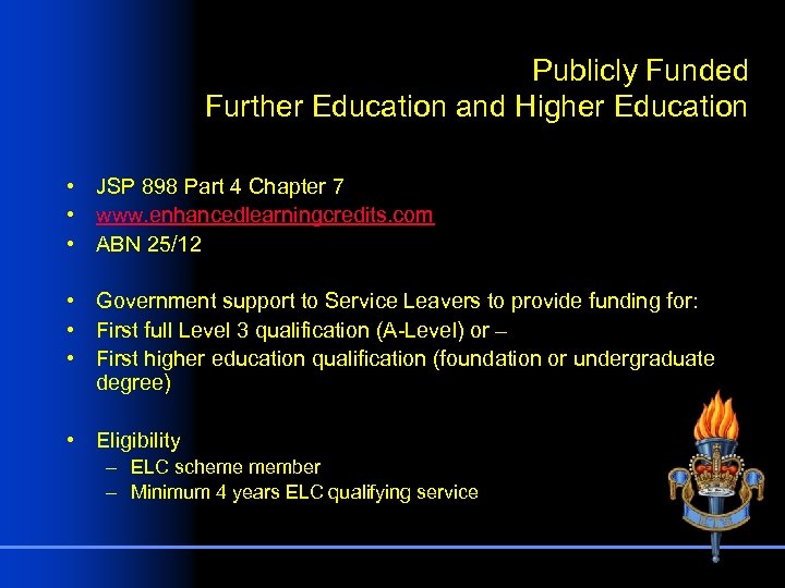 Publicly Funded Further Education and Higher Education • JSP 898 Part 4 Chapter 7
