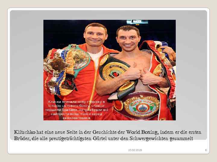 Klitschko hat eine neue Seite in der Geschichte der World Boxing, indem er die