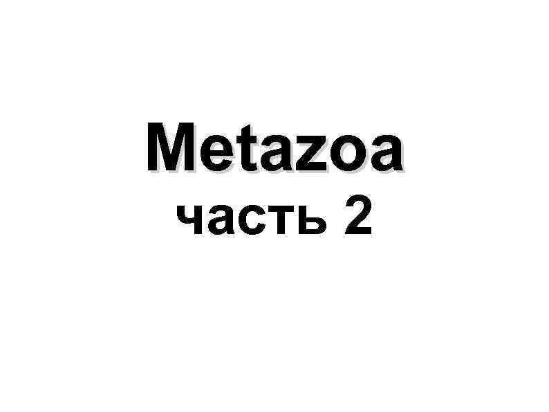 Metazoa часть 2 