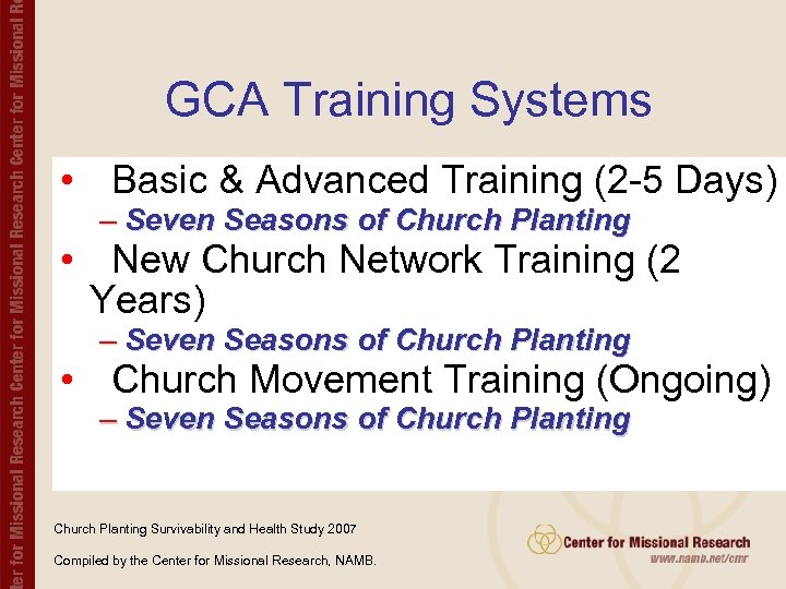 GCA Training Systems • Basic & Advanced Training (2 -5 Days) – Seven Seasons