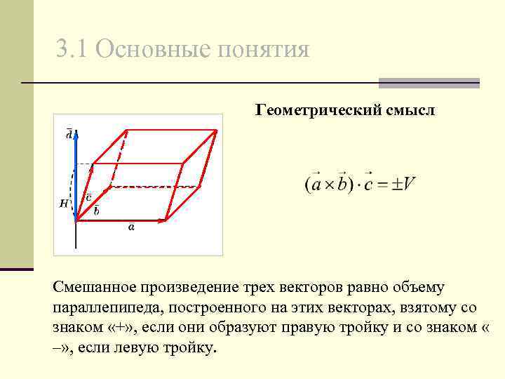 Объем параллепипеда равна 3