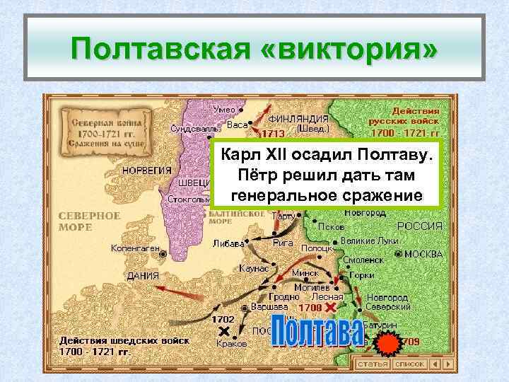 Полтавская «виктория» Карл XII осадил Полтаву. Пётр решил дать там генеральное сражение 