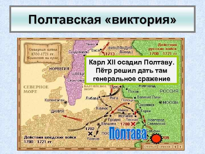 Полтавская «виктория» Карл XII осадил Полтаву. Пётр решил дать там генеральное сражение 