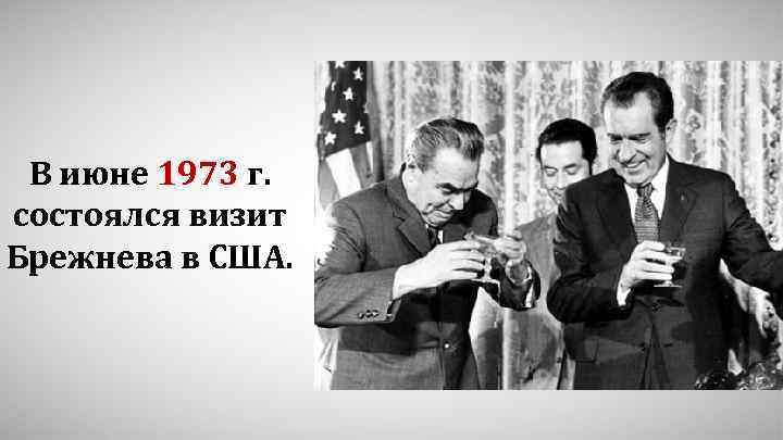 В июне 1973 г. состоялся визит Брежнева в США. 