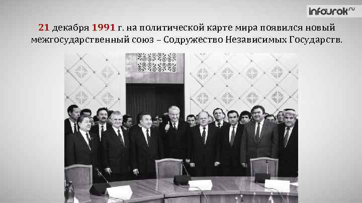 21 декабря 1991 г. на политической карте мира появился новый межгосударственный союз – Содружество