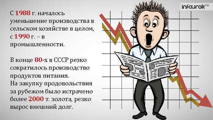 С 1988 г. началось уменьшение производства в сельском хозяйстве в целом, с 1990 г.