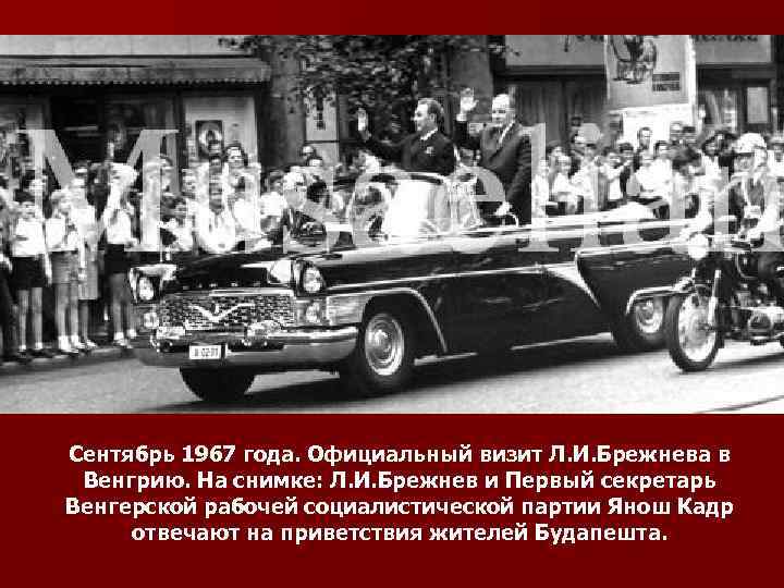 Сентябрь 1967 года. Официальный визит Л. И. Брежнева в Венгрию. На снимке: Л. И.