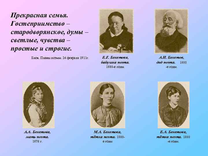 Прекрасная семья. Гостеприимство – стародворянское, думы – светлые, чувства – простые и строгие. Е.