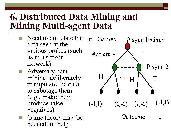 6. Distributed Data Mining and Mining Multi-agent Data n n n Need to correlate