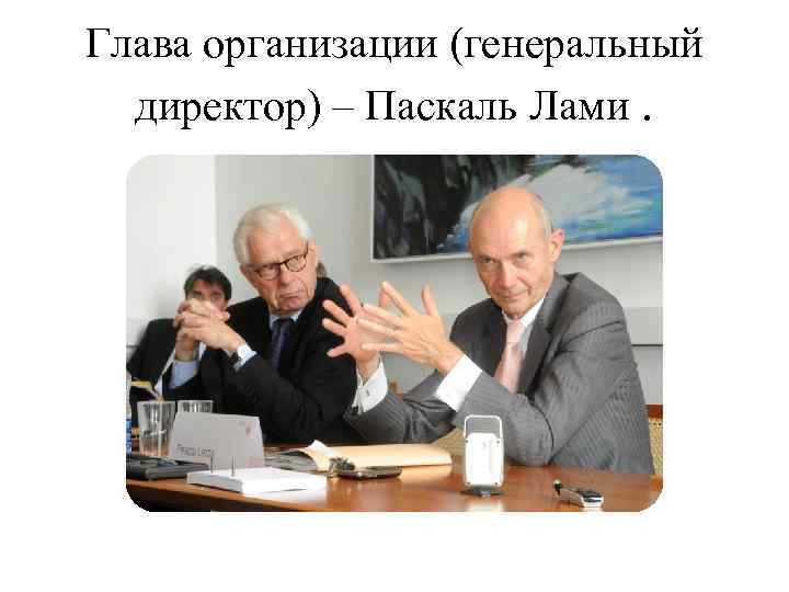 Глава организации (генеральный директор) – Паскаль Лами. 