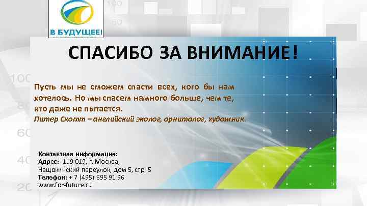 СПАСИБО ЗА ВНИМАНИЕ! Пусть мы не сможем спасти всех, кого бы нам хотелось. Но