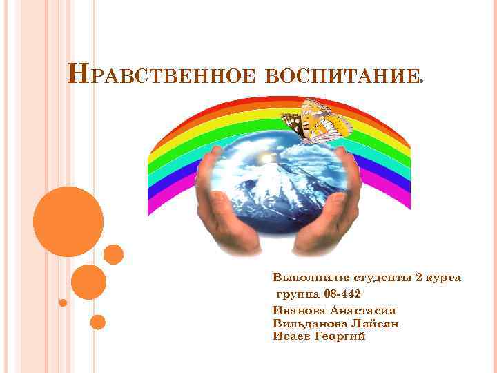 НРАВСТВЕННОЕ ВОСПИТАНИЕ. Выполнили: студенты 2 курса группа 08 -442 Иванова Анастасия Вильданова Ляйсян Исаев