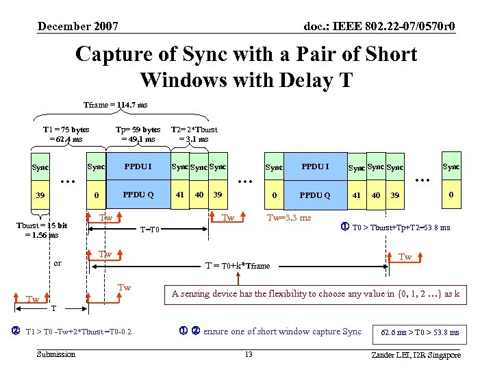 December 2007 doc. : IEEE 802. 22 -07/0570 r 0 Capture of Sync with