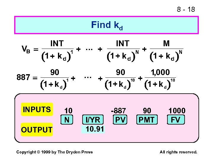 8 - 18 Find kd VB = INT . . . + 1 +