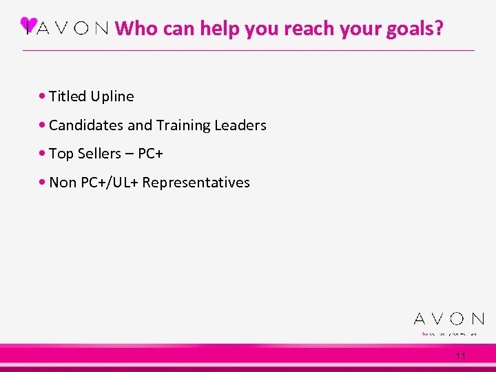 Who can help you reach your goals? • Titled Upline • Candidates and Training