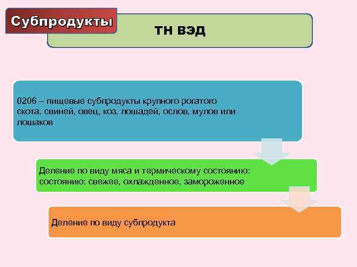 Субпродукты ТН ВЭД 0206 – пищевые субпродукты крупного рогатого скота, свиней, овец, коз, лошадей,