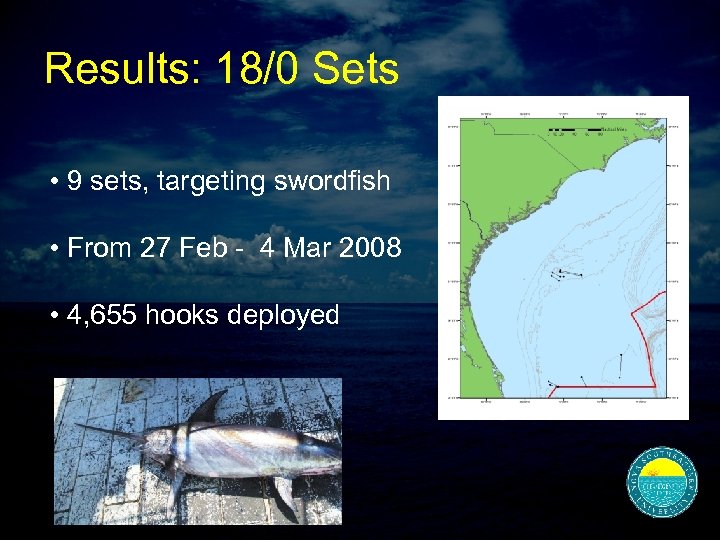Results: 18/0 Sets • 9 sets, targeting swordfish • From 27 Feb - 4